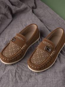 1 Pair Comfortable Non-Slip Fashionable Casual Lightweight Simple Flat Shoes For Children, Suitable For Daily Wear All Seasons - Brown - View 1