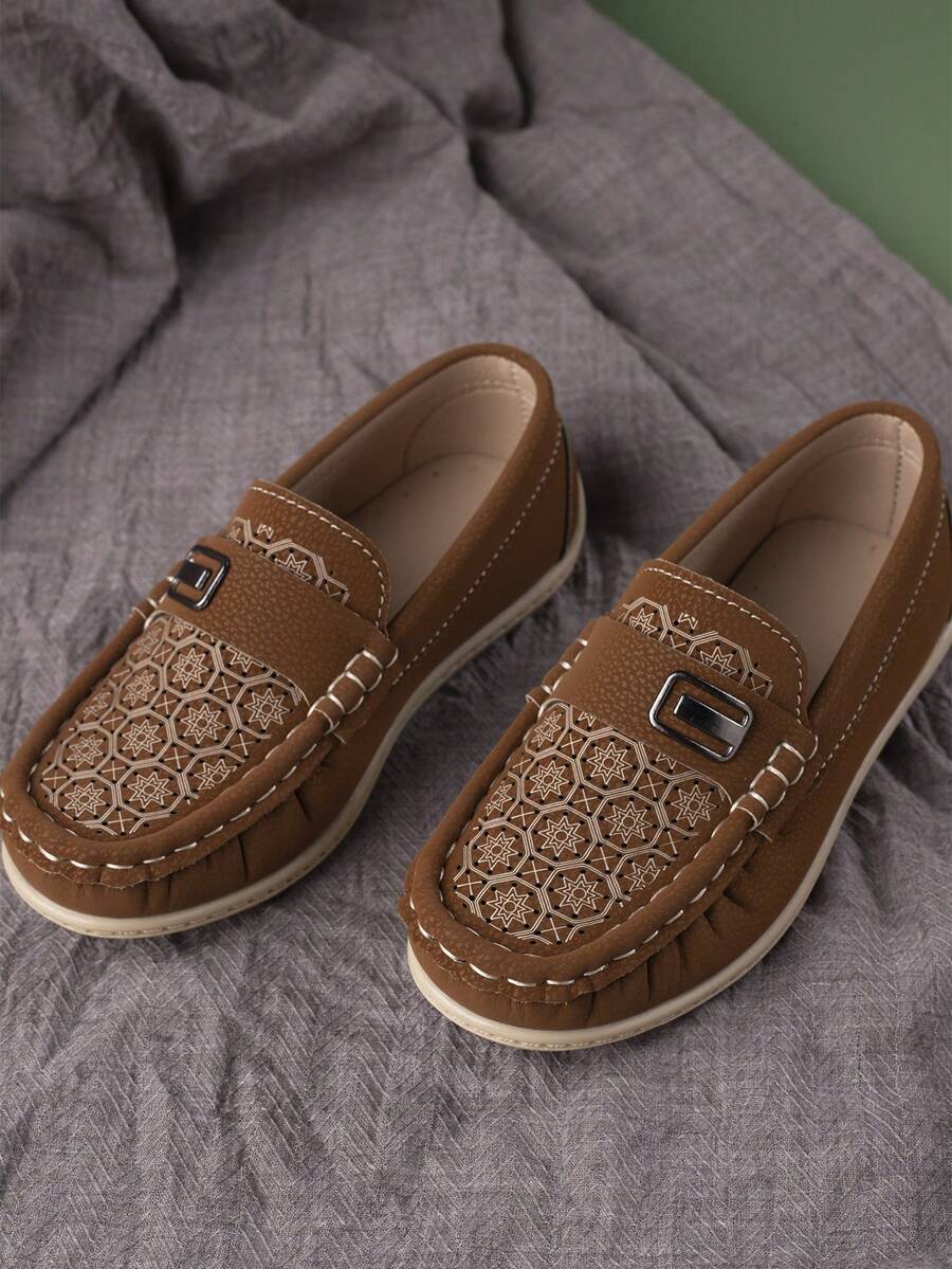 1 Pair Comfortable Non-Slip Fashionable Casual Lightweight Simple Flat Shoes For Children, Suitable For Daily Wear All Seasons - Brown - View 1