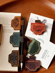 Personalized Engraved Book Clip With Name Or Logo, Custom Leather Magnetic Bookmark With Pen Clip, Teacher Gift, Office Use, Reader Gift, Handmade Reader Gift - Multicolor - View 3