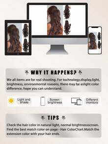 Ponytail Extension Hair Claw Clip In Hair Extensions Black 16 Inch Layered Ponytail With Half Tied Hair Long Curly Hair Heat Resistant Fiber Synthetic Ponytail Hairpiece For Women Daily Used - Multicolor - View 7