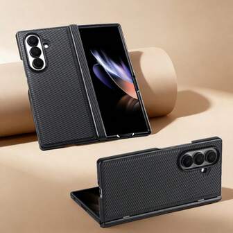 Aunote 1ชิ้น เคสโทรศัพท์พับได้แม่เหล็ก FOLD 7 หนัง PU คาร์บอนไฟเบอร์ธุรกิจระดับไฮเอนด์ พร้อมการป้องกันบานพับแกนกลาง, ความเข้ากันได้ของแม่เหล็กที่แข็งแกร่งที่สุดพร้อมการชาร์จแบบไร้สาย, ที่ยึดในรถยนต์, ของขวัญวันหยุดสำหรับทั้งชายและหญิง