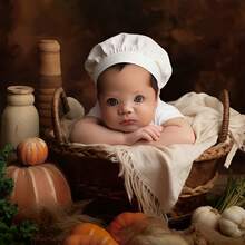 1 Set Traje de Chef Recién Nacido, Incluye Gorro de Chef y Delantal, Disfraz Temático de Chef para Sesión de Fotos de los 100 Días del Bebé, Adecuado como Accesorio de Fotografía, para Halloween, Acción de Gracias, Baby Shower, Fiesta de Revelación de Género, Bautizo y Regalo para Mamá Primeriza - de los hombres - Ver 9