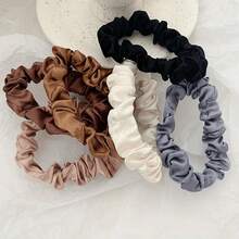 6pcs Korean-Style Satin Scrunch - Loose & Gentle Hair Ties For Buns, Ponytails & Braids (Non-Slip Elastic) - 1 - Xem 6