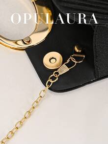 OpulAura 女士时尚闪亮水晶水钻晚宴手拿包，璀璨奢华正式礼服手提包，适合晚宴、派对、约会、鸡尾酒会、生日派对、新娘配饰 - 黑色 - 查看 7