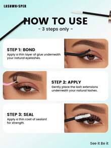 卡通单根假睫毛套装，尖刺仙女假睫毛，粘合剂卸除剂，镊子 - 彩色 - 查看 10