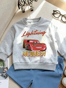 Disney Cars Lightning McQueen Print, A Soft And Warm Boys' Hoodie, Suitable For Boys' Daily Wear, Family Outings And Other Scenarios. - Black - View 1