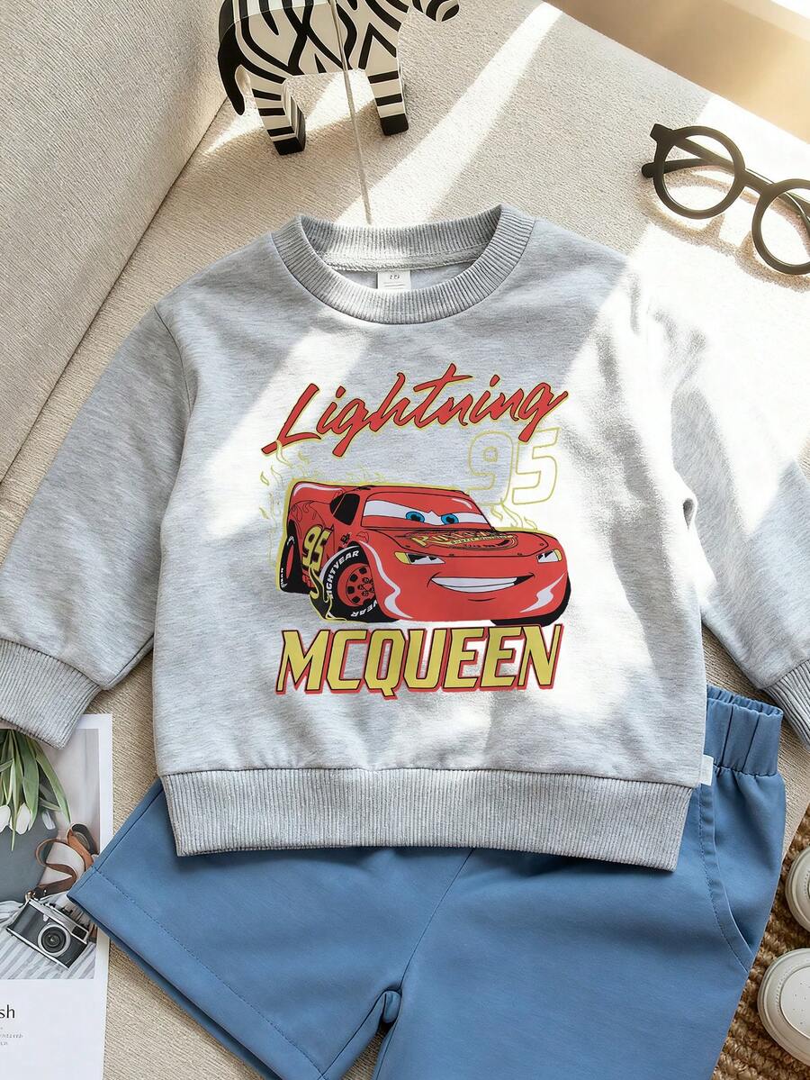 Disney Cars Lightning McQueen Print, A Soft And Warm Boys' Hoodie, Suitable For Boys' Daily Wear, Family Outings And Other Scenarios. - Black - View 1