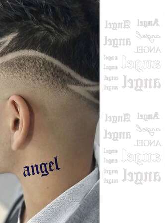 2 Sheets/Set, Tattoo Stickers, Realistic And Bold Gothic Style, Y2K Style, "Angel"Pattern Human Body Art Design, Matte Long-Lasting Non-Permanent Tattoos, Ideal Gift, Friendly To Beginner.