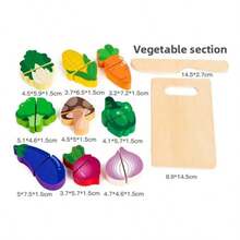 仿真厨房过家家玩具木制经典游戏益智玩具儿童礼物切水果蔬菜食物套装 - 彩色 - 查看 9