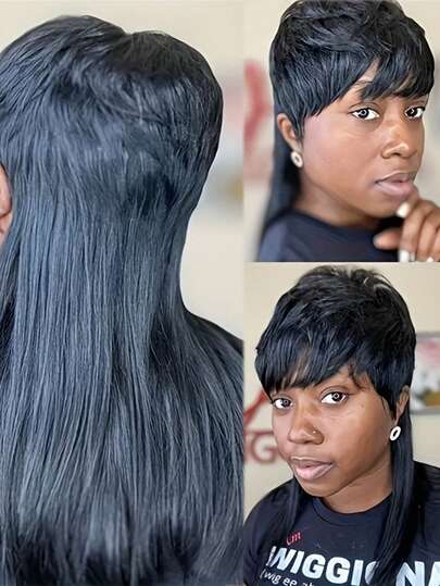 20 Inch Shaggy Layered 80s Mullet Wig Pixie Cut Wig With Bangs And Curls Synthetic Wig Replacement Wig For Women Daily Party Halloween Cosplay Use