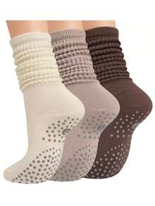 4 pares de calcetines de tripulación versátiles, transpirables y antideslizantes de estilo deportivo aleatorio para mujeres, adecuados para yoga, pilates, baile, fitness - Multicolor - Ver 2
