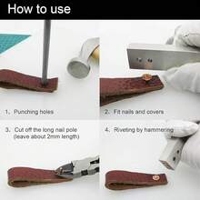 Kit de Rebabas de Remaches de Cobre, 40 Juegos de Remaches de Cobre, Tuercas, Remaches, Espaciadores, Remaches de Cuero, Tachuelas con Perforador, Herramienta Artesanal de Cuero (Estilo C) - Estilo C - Ver 5