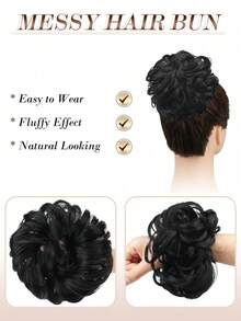 Loose Messy Bun Wig, Natural Curly Hair Wig, Suitable For Daily Wear - Multicolor - View 3