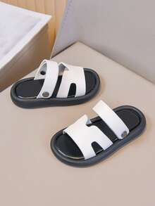 1 Pair Infant/Toddler Outdoor Soft Bottom Comfortable Sports Sandals, Dual Use As Slippers - White - View 3