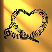 1件圣诞房间装饰音符心形墙饰，铁艺高音谱号壁挂，优雅农舍金属装饰，适用于卧室、客厅、厨房、门廊、办公室，创意礼物，适合圣诞节、情人节、感恩节、复活节、乔迁之喜 - 黑色 - 查看 8