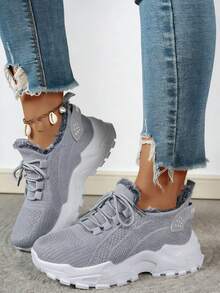 FZY 2026 Winter New Style Snow Boots, Leather-Lined Athletic Shoes - Soft And Warm Knitted Casual Walking Shoes, Lightweight And Slip-Resistant Outdoor Winter Shoes, Suitable For Women's Commuting And Office Wear, Also Essential Boots For Women's Easter Outfits, Comfortable And Versatile Women's Snow Boots For Winter Vacation And Travel, Easter Gift - Winter Women's Tennis Shoes - 灰色 - 查看 5