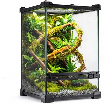 Glass Reptile Terrarium Insect Breeding Tank Vivarium Habitats For Lizards, Horned Frogs, Snakes, Spiders Reptile Glass Terrarium Tank Amphibians Box (Horizontal)