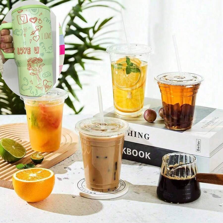 双层防漏真空保温杯，带提手和热升华盖——节日送礼佳品，节日设计 - 彩色 - 查看 1