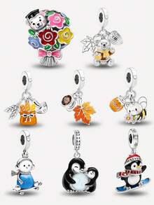 1 PC Fashionable 925 Sterling Silver Cute Bee Pendant Charm Suitable For Bracelets DIY Women's Jewelry - Set 3 - View 1