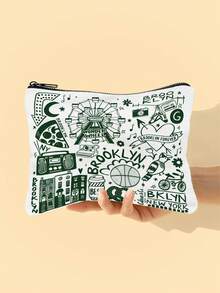 1PC Brooklyn New York Makeup Bag With Zipper Closure | Makeup Bag Cosmetic Bag,Portable Cosmetic Lipstick Bag,Travel Essential, For Girl Gift Cosmetic Bag Zipper Pouch Bags - Multicolor - View 1