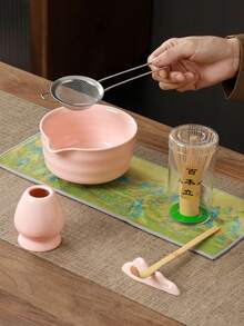 1/4pcs/Set Matcha Set- Matcha Whisk And Bowl- Matcha Tea Set- Matcha Bowl (Matcha Cup), Bamboo Whisk, Matcha Scoop, Matcha Whisk Stand (Chasen Holder)- The Perfect Matcha Kit For Matcha Tea Ceremony - 彩色 - 查看 3