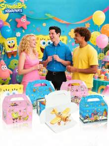 SpongeBob SquarePants 3/4/6/12 piezas Bolsas de regalo de papel con temática de Bob Esponja, personajes de dibujos animados de estrella de mar y cangrejo, ideal para decoración de fiestas, perfecto como obsequio de fiesta para amigos - Multicolor - Ver 12