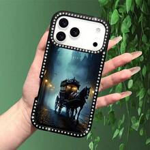Exquisite Midnight Carriage Diamond-Studded Phone Case, Double-Sided Full Diamond Design, Shimmering And Unique Style |   Durable Pattern |   Impact-Resistant And Drop-Resistant |   Brushed Non-Slip |   Dezenter Luxury |   Compatible With IPhone 17, 16, 15, 14 - Black - View 4