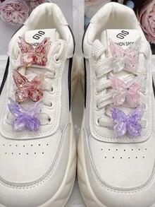 4PCS Colorful Bling Resin Butterfly Shoe Laces Charms DIY Accessories Bling Flower Shoelaces Buckles Decorations Removable Shoe Clips Ornaments Fit Women Lace Up Sneakers Boots Christmas Halloween Valentine Birthday Festival Party Decor Gifts (Shoes Not Included) - Multicolor - View 6