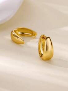 1 Pasang Anting Lingkaran Bentuk Tetesan Air Tembaga - E5869G - View 3