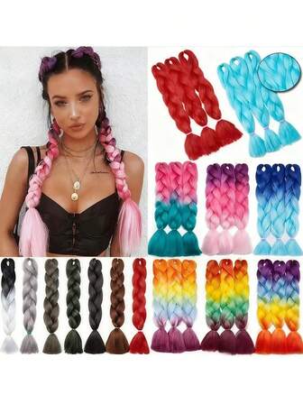 Black Star Jumbo Braiding Hair Extensions 24 Inch High Temperature Synthetic Fiber Hair Braids Hair Twist Braiding Hair For Women Used Daily Party Cosplay Christmas And New Year