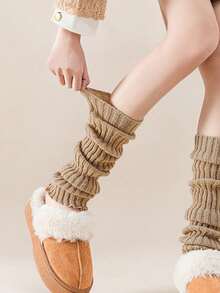 5/3 pares de medias altas de unicolor para niñas, calentadores de piernas cálidos, estilo Mori Girl, estilo Lolita, coloridos, diseño de volantes con rayas verticales, versátil y de moda, suaves y cómodos, adecuados para uso diario en primavera, otoño e invierno, aptos para niños de 4 a 12 años, calcetines de Navidad, calcetines de Año Nuevo, regalo exquisito - Multicolor - Ver 7