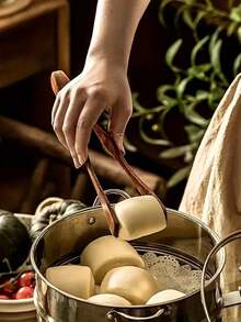 1个木制牛排夹，耐高温厨房食品水果面包煎炸烧烤夹，意面夹 - 彩色 - 查看 8