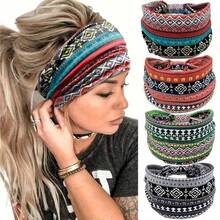 4pcs  Boho Style Wide Elastic Sweatband Headband,  Pattern Yoga Hair Band, Breathable Sports Accessory For Women & Men - Multicolor - View 6