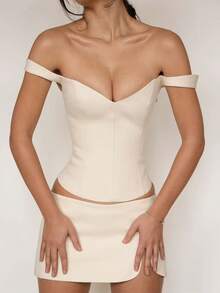 Women Y2K Spaghetti Straps V Neck Camisole Sleeveless Slim Fit Tank Crop Tops Camis Summer Vintage Streetwear - Màu be - Xem 6