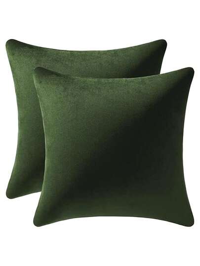 2件套多色天鹅绒枕套，现代家居装饰，拉链封口，涤纶面料，方形装饰靠垫套，适用于沙发、长椅和客厅，柔软时尚美观，适合家庭和办公室使用。不含枕芯。