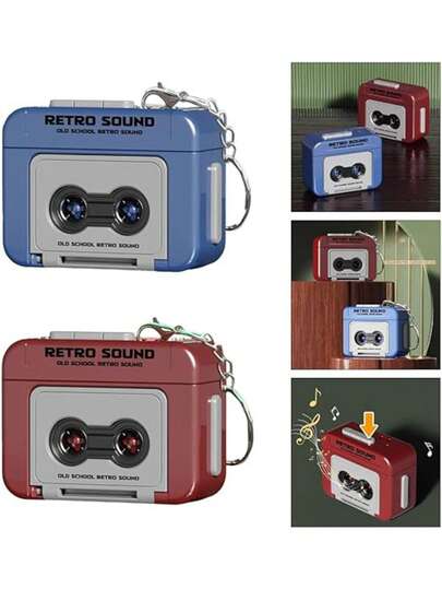Retro Tape Recorder Keychain - 1 Piece Mini Vintage Cassette Player Charm PVC Audio-Themed Keyring Novelty Music Box Pendant Creative Small Gift Item Non-Metallic Unplated Key Chain Gifts For Women Stocking Stuffers Gifts For Dad Stocking Stuffers For Men Teacher Gift Sister Gifts