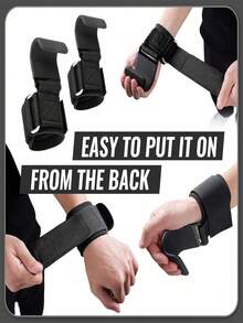 Fitness Squat, Weightlifting, Pull-Up Wrist Hook, Horizontal Bar Exercise Equipment, Reducing Hand Fatigue, Heavy-Duty Stainless Steel Weightlifting Wrist Hook, Adjustable Black Wrist Strap, Thick Neoprene Rubber Pad, With Storage Bag, Weightlifting Grip Strap, Gym Grip Strap, Wrist Strap Grip Strap, Pull-Up Wrist Strap, Gym Hook. - Multicolor - View 3
