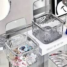 1个多功能防尘桌面化妆品、发饰收纳盒、化妆品整理盒、桌面垃圾桶，设计便捷，可作珠宝盒、戒指盒、首饰收纳盒使用。 - 彩色 - 查看 8