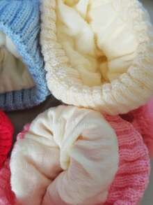 1 pieza Gorro de bebé recién nacido de punto, gorro de bebé para niñas y niños, gorro de lana gruesa, gorro con pompones, gorros de punto sólidos, accesorios para recién nacidos, cosas para mantener caliente, gorro para niños pequeños - Doble bola - Ver 10