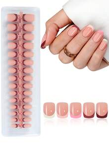 150 piezas Pegatinas de uñas acrílicas francesas cortas y cuadradas Conjunto de arte de uñas DIY para presionar, Estilo rosa Y2K Uñas artificiales adecuadas para salones de uñas, uso diario de niñas y mujeres y fiestas festivas