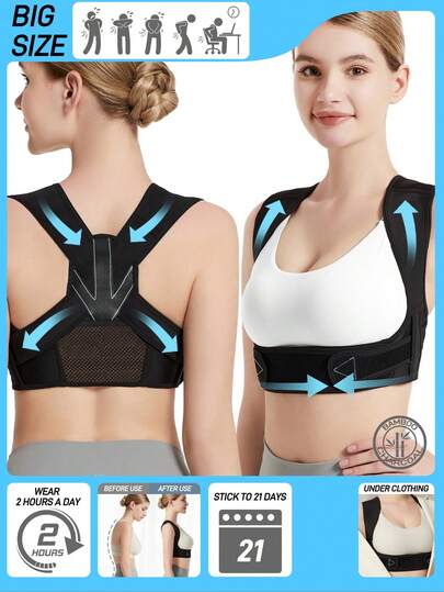 Women's Adjustable Posture Corrector - Breathable Back Support Brace, Relieves Neck, Shoulder And Back Pain