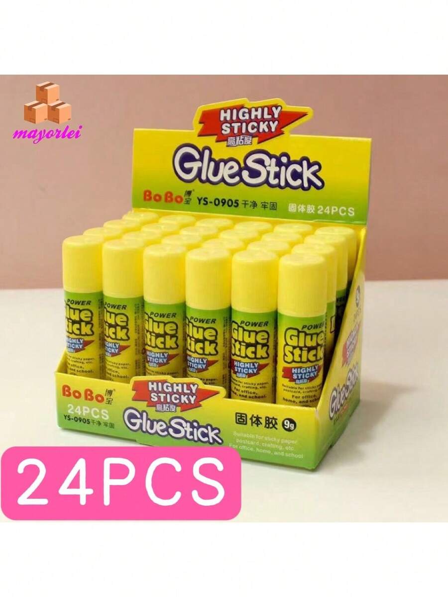 Barra de pegamento sólido de alta viscosidad, suministros escolares de oficina, barras de pegamento adhesivo para manualidades, tarjetas de papel, papelería fotográfica, 9G, 1-5 uds. - Amarillo - Ver 1