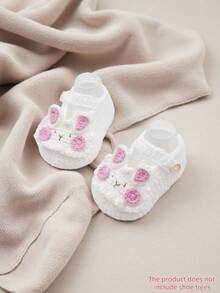 1双婴儿钩针编织鞋，白色兔子图案，粉色点缀，婴儿鞋 - 白色 - 查看 8