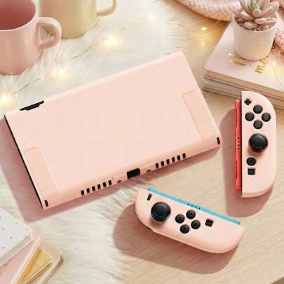 1个粉色图案保护壳，适用于Switch2/Switch NS/Switch OLED/Switch Lite，兼容Switch游戏机的配件，保护您的游戏设备，送给Switch玩家的最佳礼物