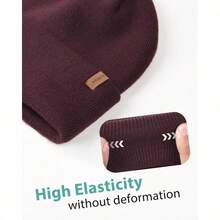 Beanie For Men Women Cuffed Thick Knitted Unisex Winter Hat Beanies Skull Cap - 中等葡萄酒 - 查看 3