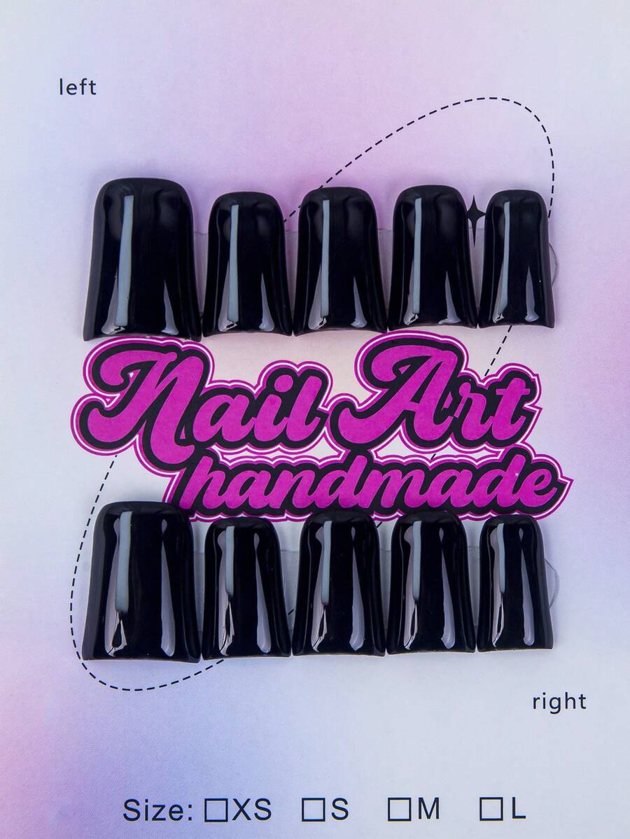 手工鸭嘴形美甲贴片，Y2K 酷炫风格，黑蓝法式美甲贴片，金色蝴蝶，手工刺绣，仿珍珠，水钻，白色花朵，金色闪粉，爱心图案，10片/包，3种尺寸可选，适合派对、舞蹈、日常佩戴，包含工具包，是送给女性和女孩的绝佳礼物。 - 黑色 - 查看 1