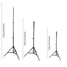 PRO 110/160/210cm 重型弹簧式摄影棚灯架，带 1/4” 螺丝和 5/8 螺柱，适用于视频照明、人像和摄影（1 件装） - 黑色 - 查看 2