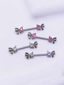 2pcs 14G 316L Stainless Steel CZ Nipple Rings, Unisex Body Piercing Jewelry