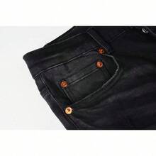 2026 Purple Men's Streetwear Paint Splatter Elastic Slim Leg Jeans - 灰色 - 查看 5