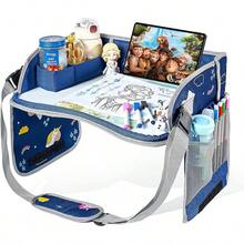 MOSNOW Bandeja para Asiento de Coche, Bandeja de Viaje para Niños, Mesa de Coche para Niños, con Bolsa de Almacenamiento, Plegable y con Almacenamiento, Imprescindible para Viajes en Coche y Avión - Rosa - Ver 9